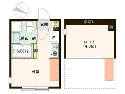 ハーモニーテラス白鷺II(ワンルーム/1階)の間取り写真