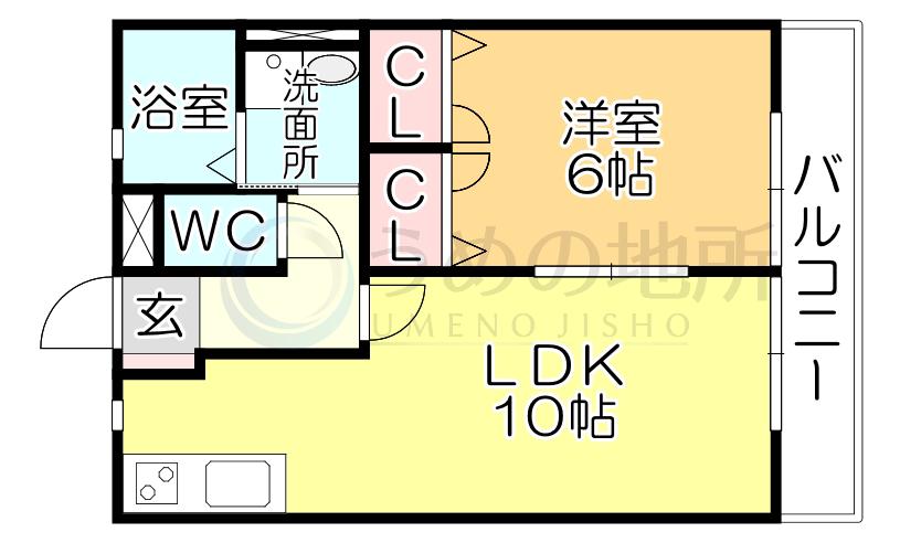 カーザミアI(1LDK/1階)の間取り写真