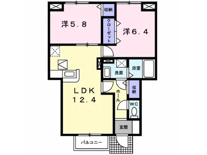 アラモード・シャルマン(2LDK/1階)の間取り写真