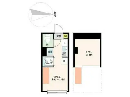 東大泉3丁目NEOAVAND IOT 独洗 宅BOX 100付(ワンルーム/1階)の間取り写真