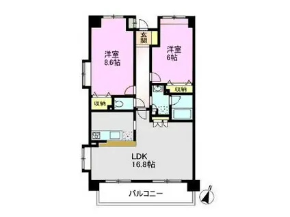 アンジェリーク(2LDK/4階)の間取り写真