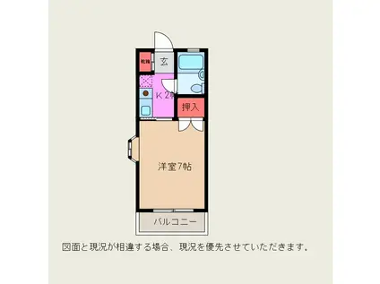 コーポサイドロード(1K/1階)の間取り写真