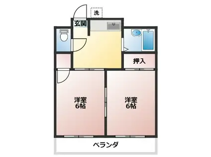 マンション三鈴(2K/2階)の間取り写真