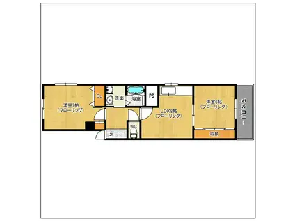 コーポ高山(2LDK/2階)の間取り写真