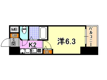 エステムコート神戸ハーバーランド前II(1K/9階)の間取り写真