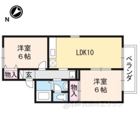 セジュール津ノ国A棟(2LDK/2階)の間取り写真
