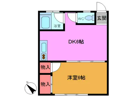 三協マンション(1DK/3階)の間取り写真