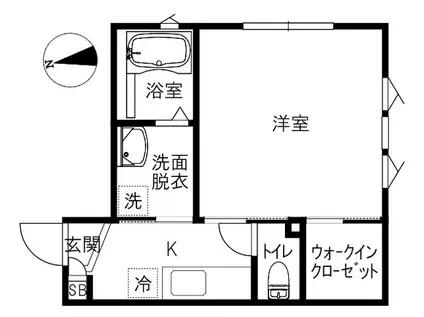 ラ・フォンテーヌ(1K/1階)の間取り写真