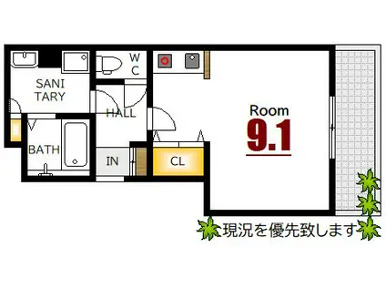 ランドマークシティ相生橋(ワンルーム/3階)の間取り写真