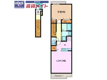 K・Y JADE(1LDK/2階)の間取り写真