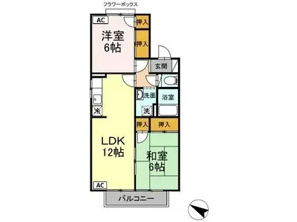 リオ・グランデ芳賀(2LDK/2階)の間取り写真