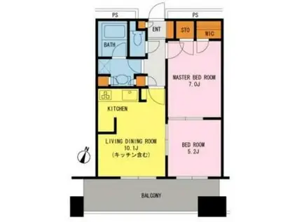 プラザタワー勝どき(2LDK/37階)の間取り写真