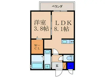 GRACIAS COURT 山科(1LDK/2階)の間取り写真