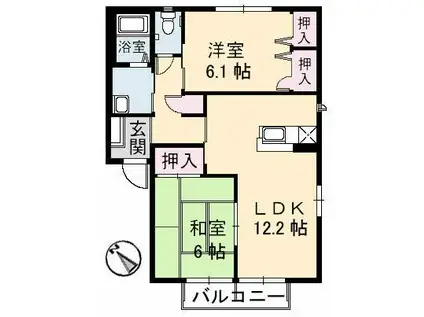 パティオ 5・6棟(2LDK/2階)の間取り写真