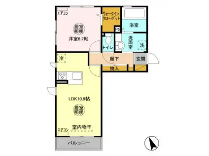 ハピネス D(1LDK/2階)の間取り写真