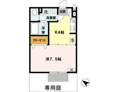 シェルズレイク日根野A(1K/1階)の間取り写真