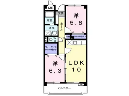 セントラルヒルズ(2LDK/1階)の間取り写真