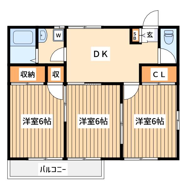 ハイツフォレスト(3DK/2階)の間取り写真