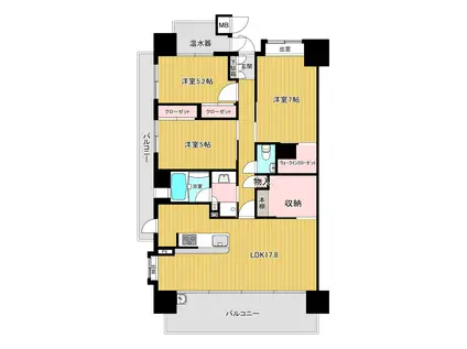 BELLES呉中央ウォークスクエア(3SLDK/14階)の間取り写真