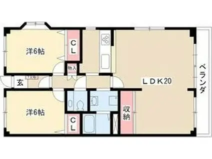 ビラ三秀山中(2LDK/2階)の間取り写真