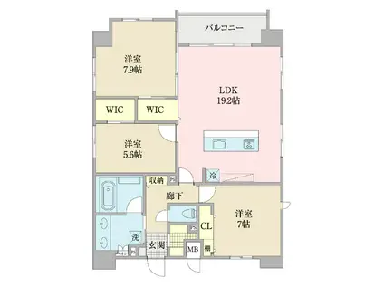 西新1丁目プロジェクト(3LDK/11階)の間取り写真