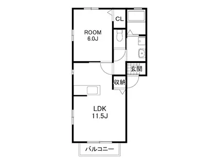 ルミエール(1LDK/1階)の間取り写真