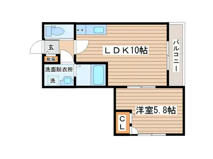 グリーンハピー柏木(1LDK/2階)の間取り写真