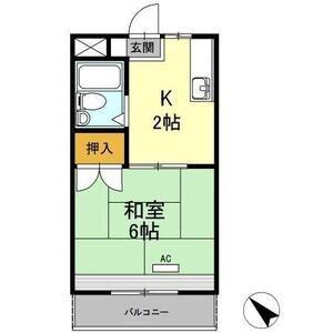 レイクグリーン三好 B棟(1K/2階)の間取り写真