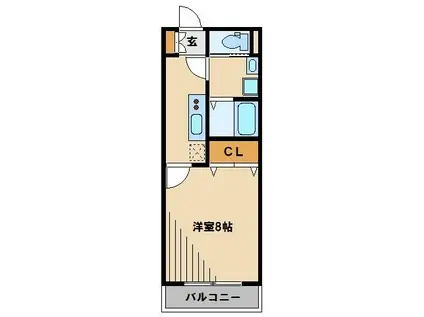 AQUA GREEN(1K/2階)の間取り写真