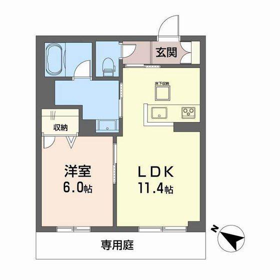 フルールブラン(1LDK/1階)の間取り写真