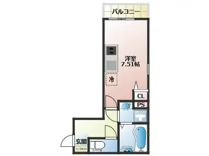 THE NOBLES 諏訪野町II(ワンルーム/1階)の間取り写真