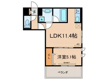 エトワール平安(1LDK/2階)の間取り写真