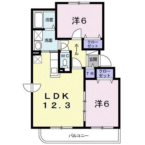 ベルグランデA(2LDK/2階)の間取り写真