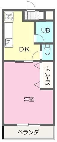 グリーンリーフ(1DK/2階)の間取り写真