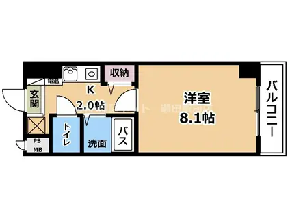 グランデ・ラーゴHOEI Ⅰ(1SLK/5階)の間取り写真