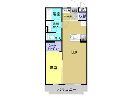 クローバーマンション(1LDK/3階)の間取り写真