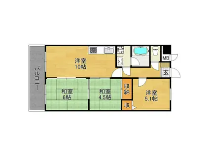 ワコーレ・ニューウエスト(3LDK/8階)の間取り写真