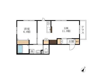 PROCEED(1LDK/1階)の間取り写真