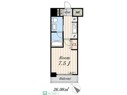 PEACE芝浦(1K/6階)の間取り写真