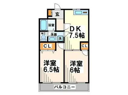 パールハイツ(2DK/3階)の間取り写真