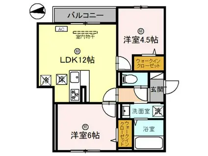 カレント(2LDK/1階)の間取り写真