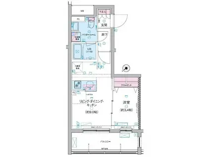 ジェノヴィア三軒茶屋グリーンヴェール(1LDK/3階)の間取り写真
