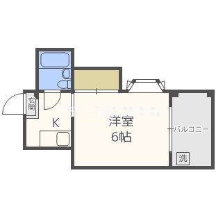 シャトーリヨン(1K/5階)の間取り写真