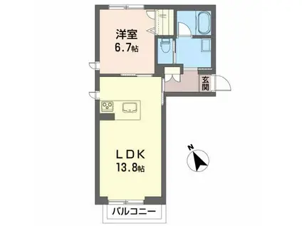 エバーグリーン S(1LDK/1階)の間取り写真