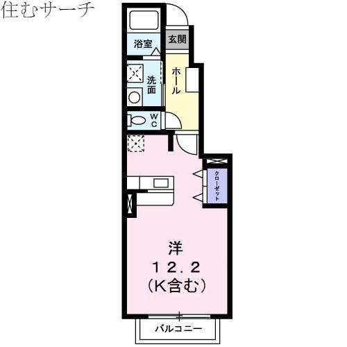 エアリー谷口B(ワンルーム/1階)の間取り写真