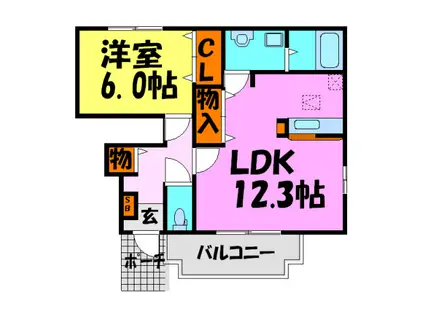 メゾンF-II(1LDK/1階)の間取り写真