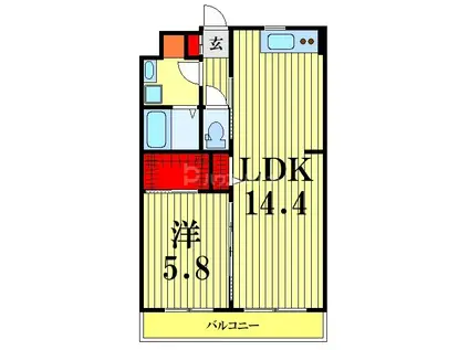 ハッピーメゾン(1LDK/2階)の間取り写真