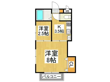 ミルキーウェイB(2K/1階)の間取り写真