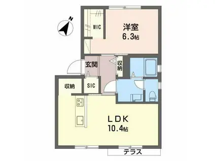 ロジュマンイズミG棟(2K/1階)の間取り写真