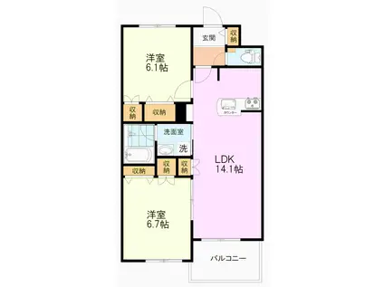 アルティプラーノII(2LDK/2階)の間取り写真